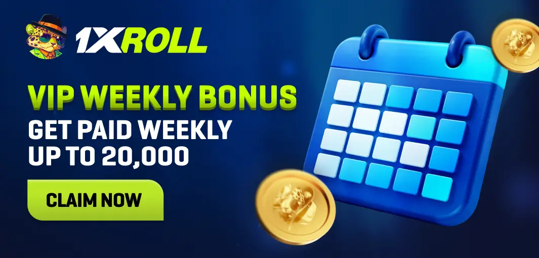1XROLL VIP weekly bonus, recurring reward for VIP members